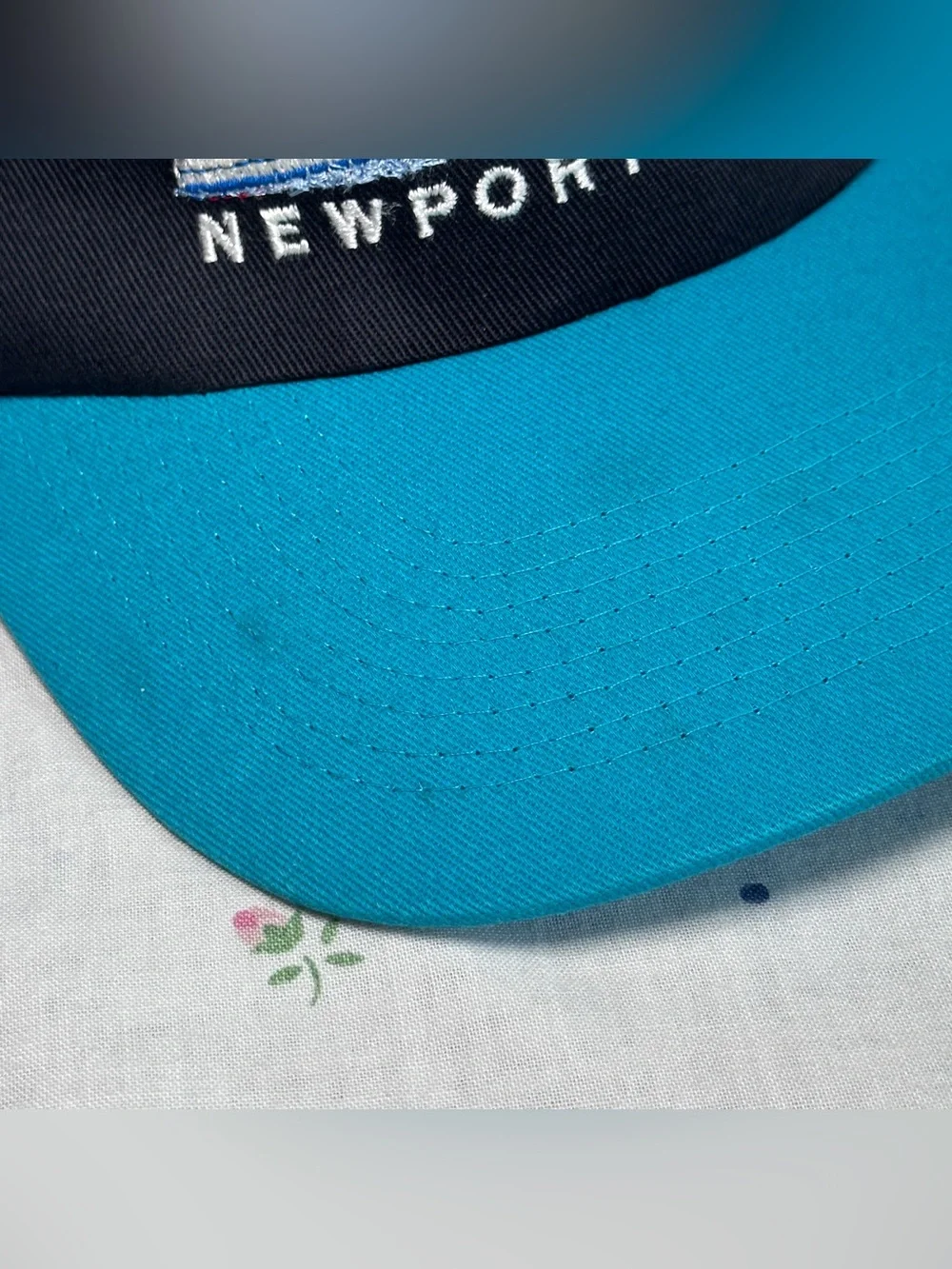 Vintage 90s Black Newport Tradewinds Sport Fishing SnapBack Hat Two Tone Teal